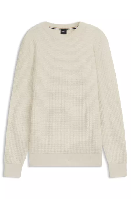 Cotton sweater with knitted structure