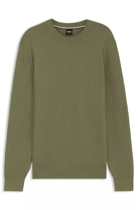 Cotton sweater with knitted structure