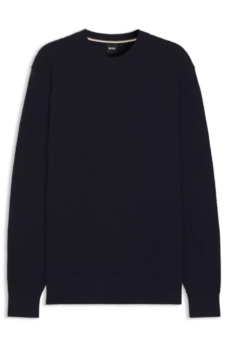 Cotton sweater with knitted structure