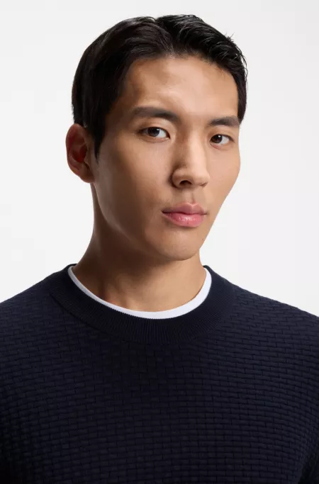 Cotton sweater with knitted structure