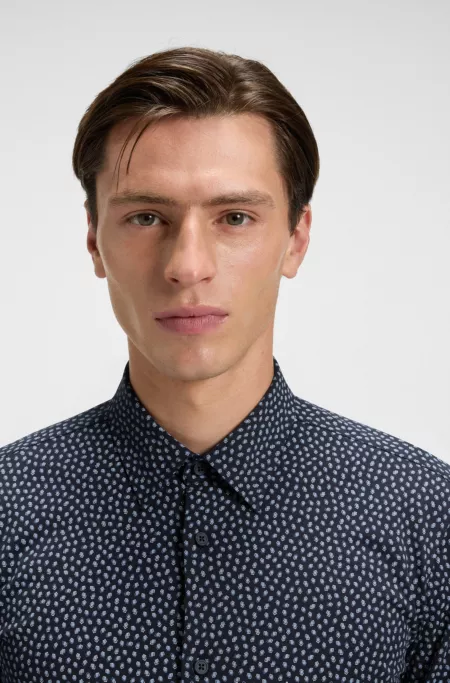 Printed slim-fit shirt in a cotton blend