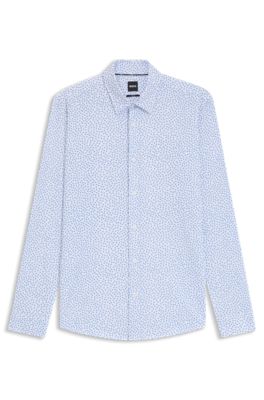 Chemise Slim imprim&eacute; en coton m&eacute;lang&eacute;, bleu clair