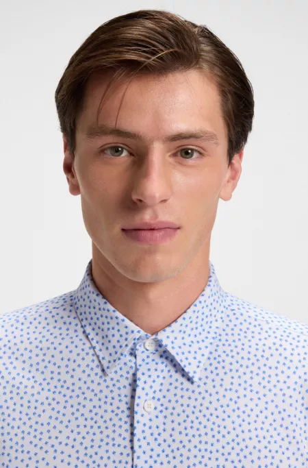 Printed slim-fit shirt in a cotton blend