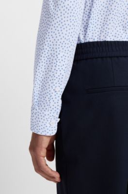 Camisa slim fit de algod&oacute;n estampado, Celeste