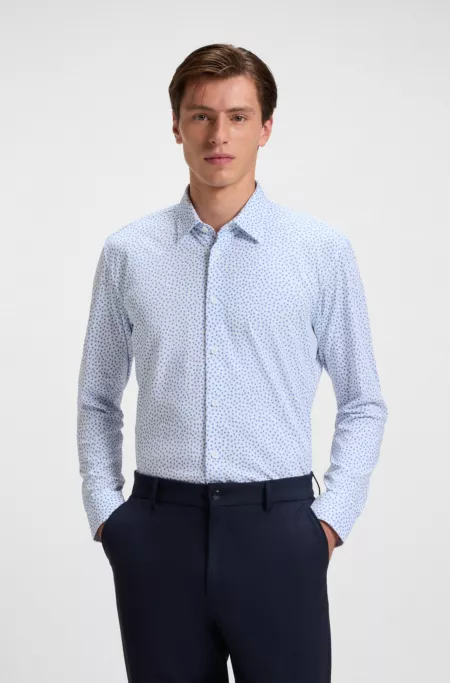 Printed slim-fit shirt in a cotton blend