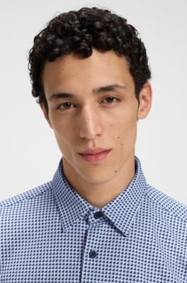 Chemise Slim imprim&eacute; en coton m&eacute;lang&eacute;, bleu clair