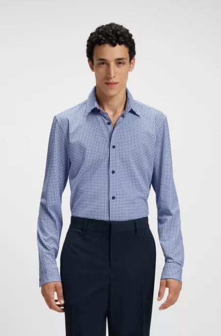 Printed slim-fit shirt in a cotton blend