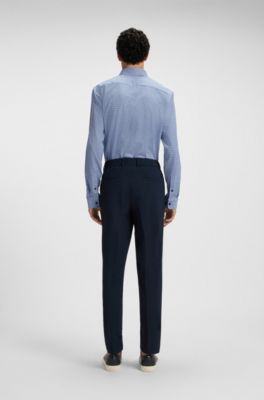 Chemise Slim imprim&eacute; en coton m&eacute;lang&eacute;, bleu clair