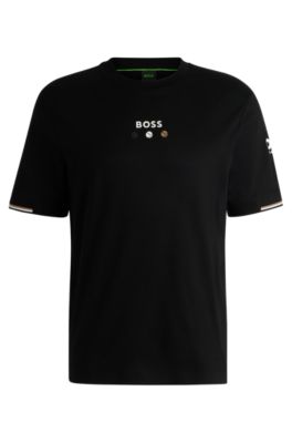 BOSS Tシャツ tennis ball graphics 50545292-100_WHITE BOSS - Pima-cotton T-shirt with tennis ball graphics - White