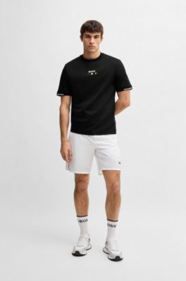 Pima-cotton T-shirt with tennis ball graphics, Black