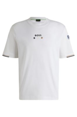 BOSS Tシャツ tennis ball graphics 50545292-100_WHITE BOSS - Pima-cotton T-shirt with tennis ball graphics - White