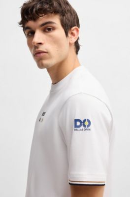 Pima-cotton T-shirt with tennis ball graphics, White