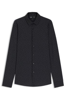 Slim-fit shirt in printed performance-stretch jersey