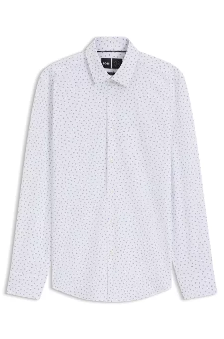 Printed slim-fit shirt in performance-stretch jersey