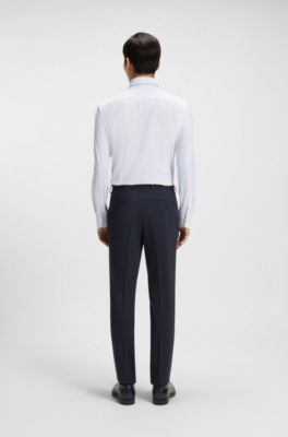 Camisa slim fit en punto t&eacute;cnico el&aacute;stico estampado, Celeste