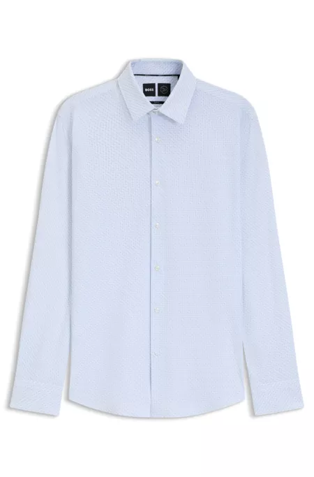 Printed slim-fit shirt in performance-stretch jersey