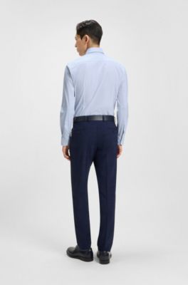 Chemise slim en jersey stretch imprim&eacute; performant, bleu clair