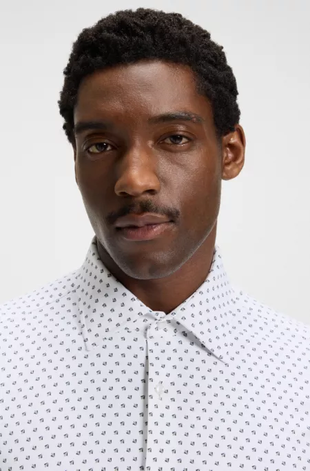 Slim-fit shirt in Italian-made performance-stretch fabric