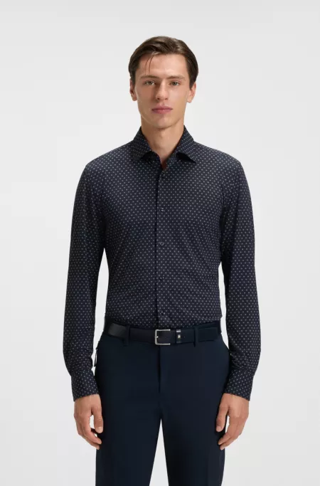 Slim-fit shirt in Italian-made performance-stretch fabric
