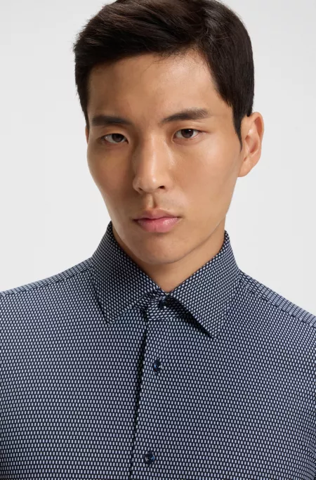 Slim-fit shirt in Italian-made performance-stretch fabric