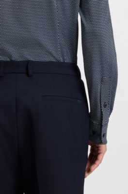 Chemise Slim en tissu stretch performant confectionn&eacute; en Italie, Bleu fonc&eacute;