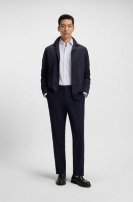 Camisa slim fit de tejido el&aacute;stico t&eacute;cnico hecho en Italia, Celeste