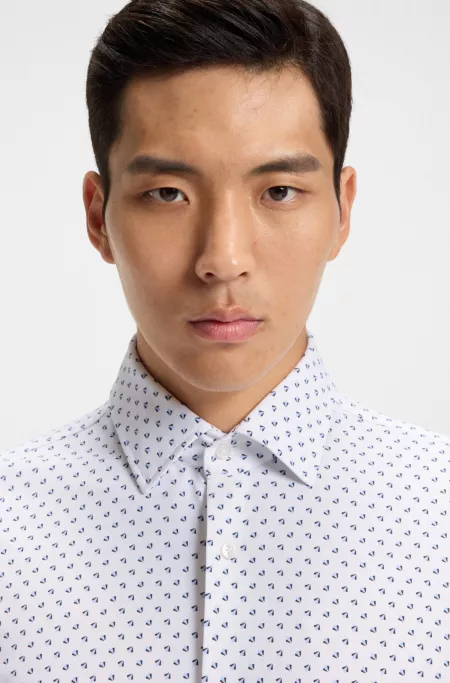 Slim-fit shirt in Italian-made performance-stretch fabric