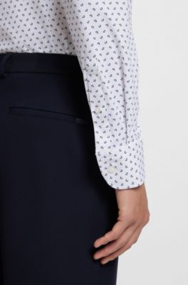 Slim-fit shirt in Italian-made performance-stretch fabric, Light Blue