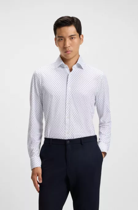 Slim-fit shirt in Italian-made performance-stretch fabric