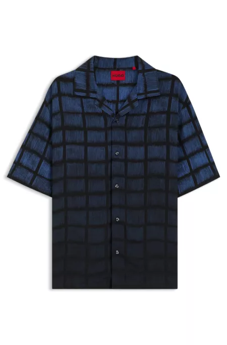 Oversized-fit shirt in check-print poplin