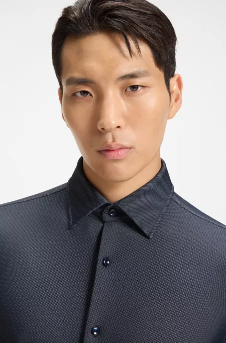 Regular-fit shirt in structured stretch jersey