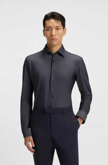 Regular-fit shirt in structured stretch jersey