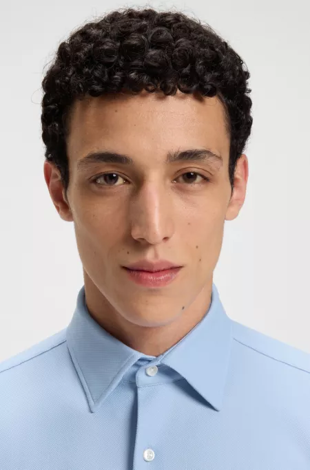 Regular-fit shirt in structured stretch jersey