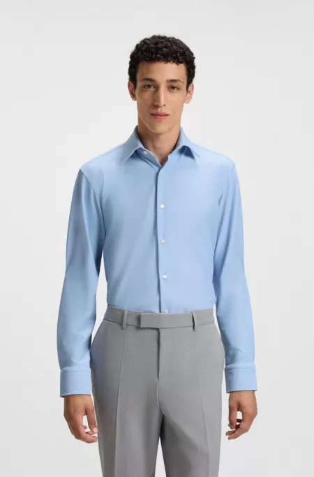 Regular-fit shirt in structured stretch jersey