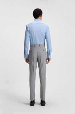 Regular-fit shirt in structured stretch jersey, Celeste
