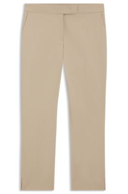 Slim-fit trousers in stretch cotton, Light Beige