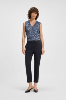 Slim-fit trousers in stretch cotton, Dark Blue