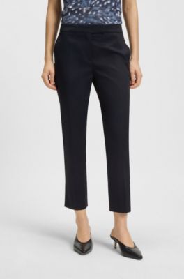 Slim-fit trousers in stretch cotton, Dark Blue