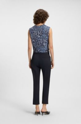 Slim-fit trousers in stretch cotton, Dark Blue