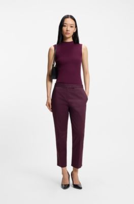 Slim-fit trousers in stretch cotton, Dark Purple