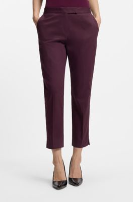Slim-fit trousers in stretch cotton, Dark Purple
