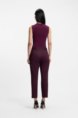 Pantalones slim fit de algod&oacute;n el&aacute;stico, P&uacute;rpura oscuro