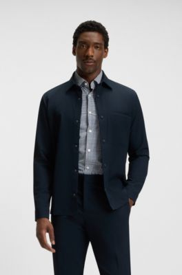 Sobrecamisa relaxed fit de sarga el&aacute;stica t&eacute;cnica, Azul oscuro