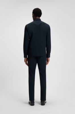 Sobrecamisa relaxed fit de sarga el&aacute;stica t&eacute;cnica, Azul oscuro