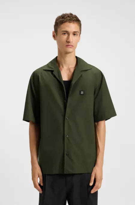 Oversized-fit shirt in paper-touch cotton