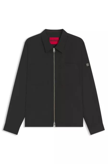 Oversized-fit shirt in water-repellent canvas