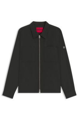 Oversized-fit shirt in water-repellent canvas, Black