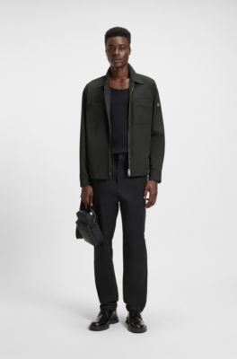 Oversized-fit shirt in water-repellent canvas, Black