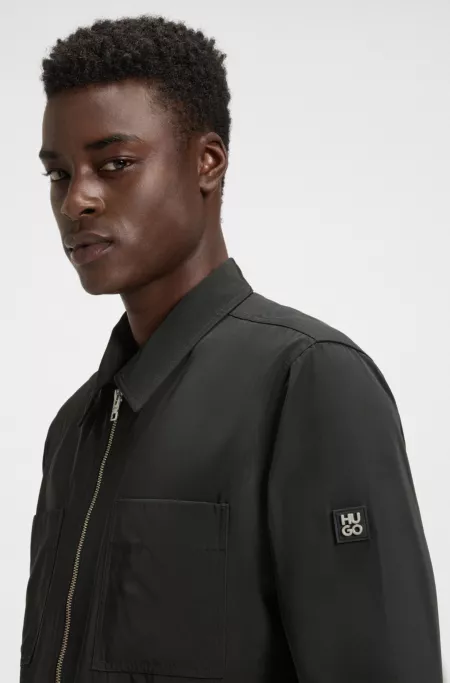 Oversized-fit shirt in water-repellent canvas