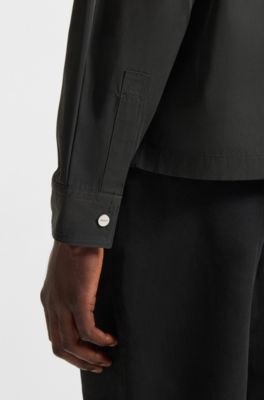 Camisa con ajuste oversized fit en lona repelente al agua, Negro